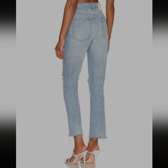 NWT GRLFRND "Karolina" Distressed High Rise Straight Crop Jeans Size 28 - Picture 3 of 9